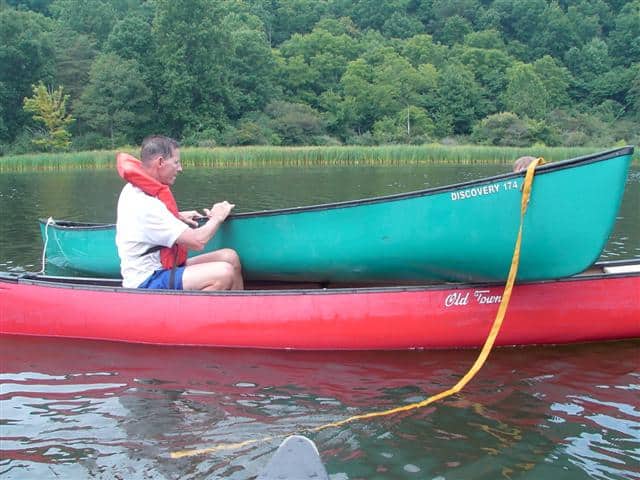 Reintroducing rescued canoe to the water