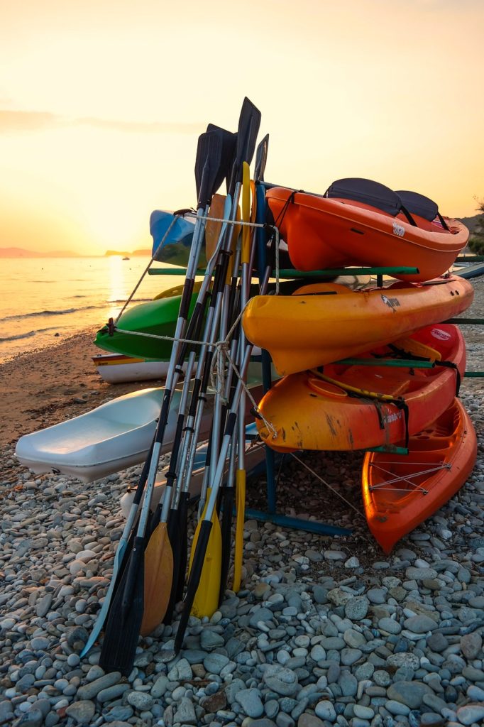 Kayak rack at rental beach