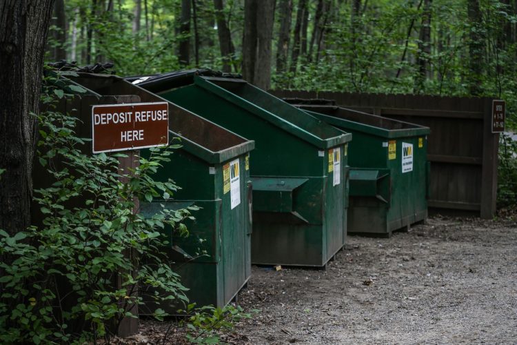 smelly trash dumpsters at campground